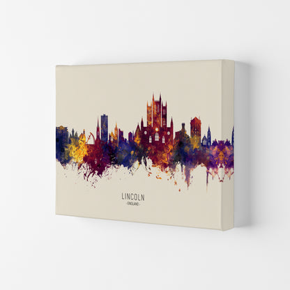 Lincoln England Skyline Autumn City Name Art Print by Michael Tompsett Canvas