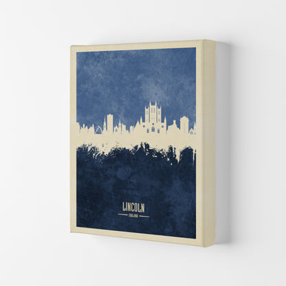 Lincoln England Skyline Portrait Navy Art Print by Michael Tompsett Canvas