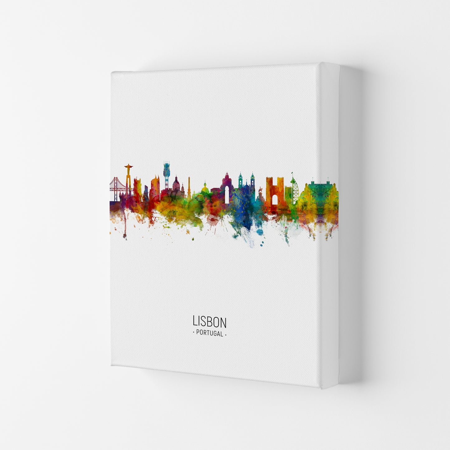 Lisbon Portugal Skyline Portrait Art Print by Michael Tompsett Canvas