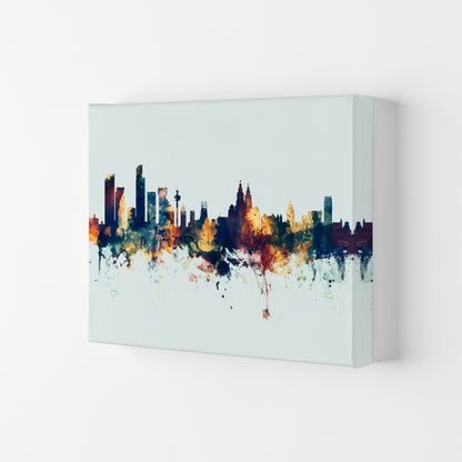 Liverpool England Skyline Blue Orange Art Print by Michael Tompsett Canvas