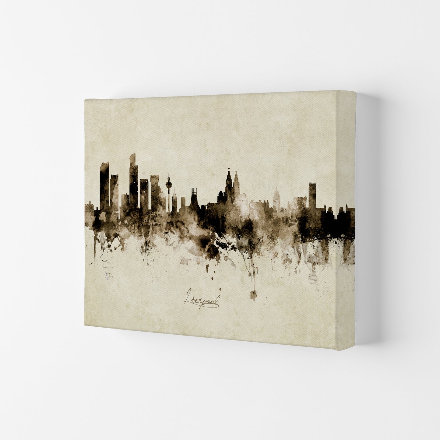 Liverpool England Skyline Vintage Art Print by Michael Tompsett Canvas