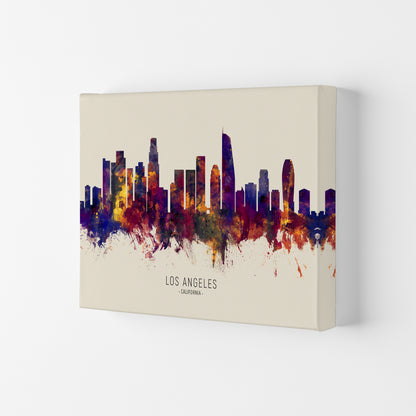 Los Angeles California Skyline Autumn City Name Art Print by Michael Tompsett Canvas