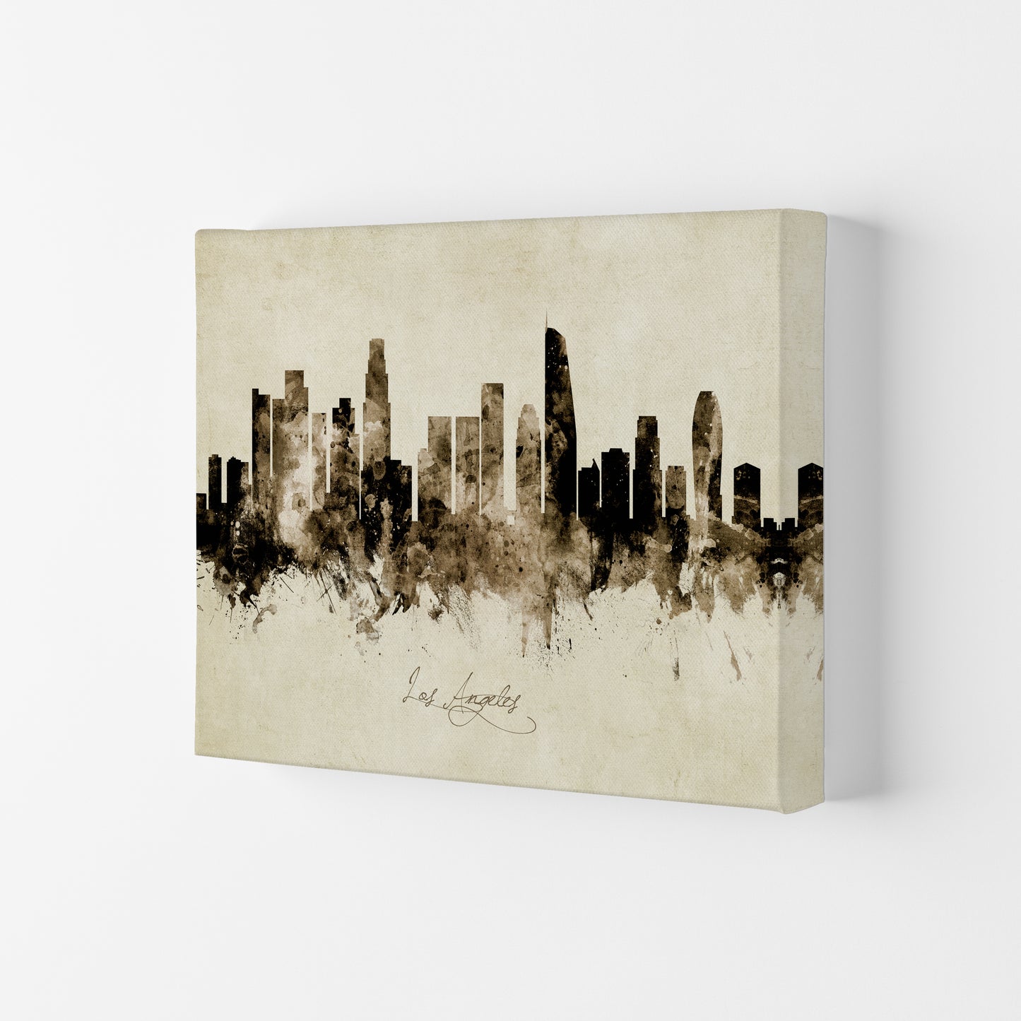 Los Angeles California Skyline Vintage Art Print by Michael Tompsett Canvas