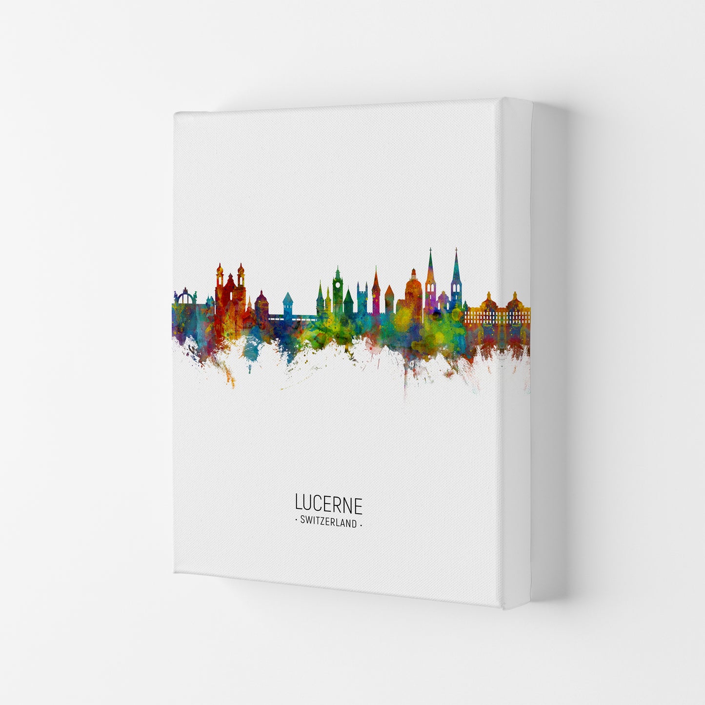 Lucerne Switzerland Skyline Portrait Art Print by Michael Tompsett Canvas