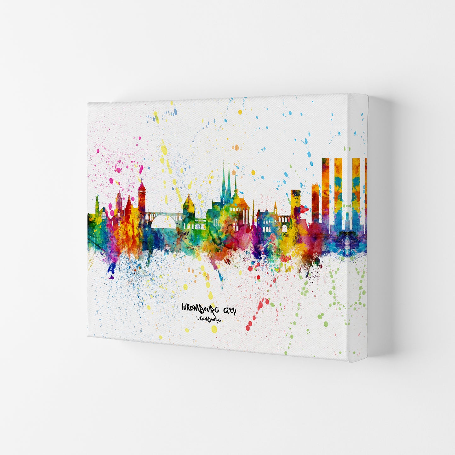 Luxembourg City Luxembourg Skyline Splash Art Print by Michael Tompsett Canvas