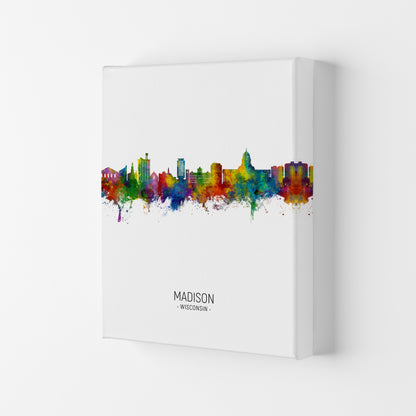 Madison Wisconsin Skyline Portrait Art Print by Michael Tompsett Canvas