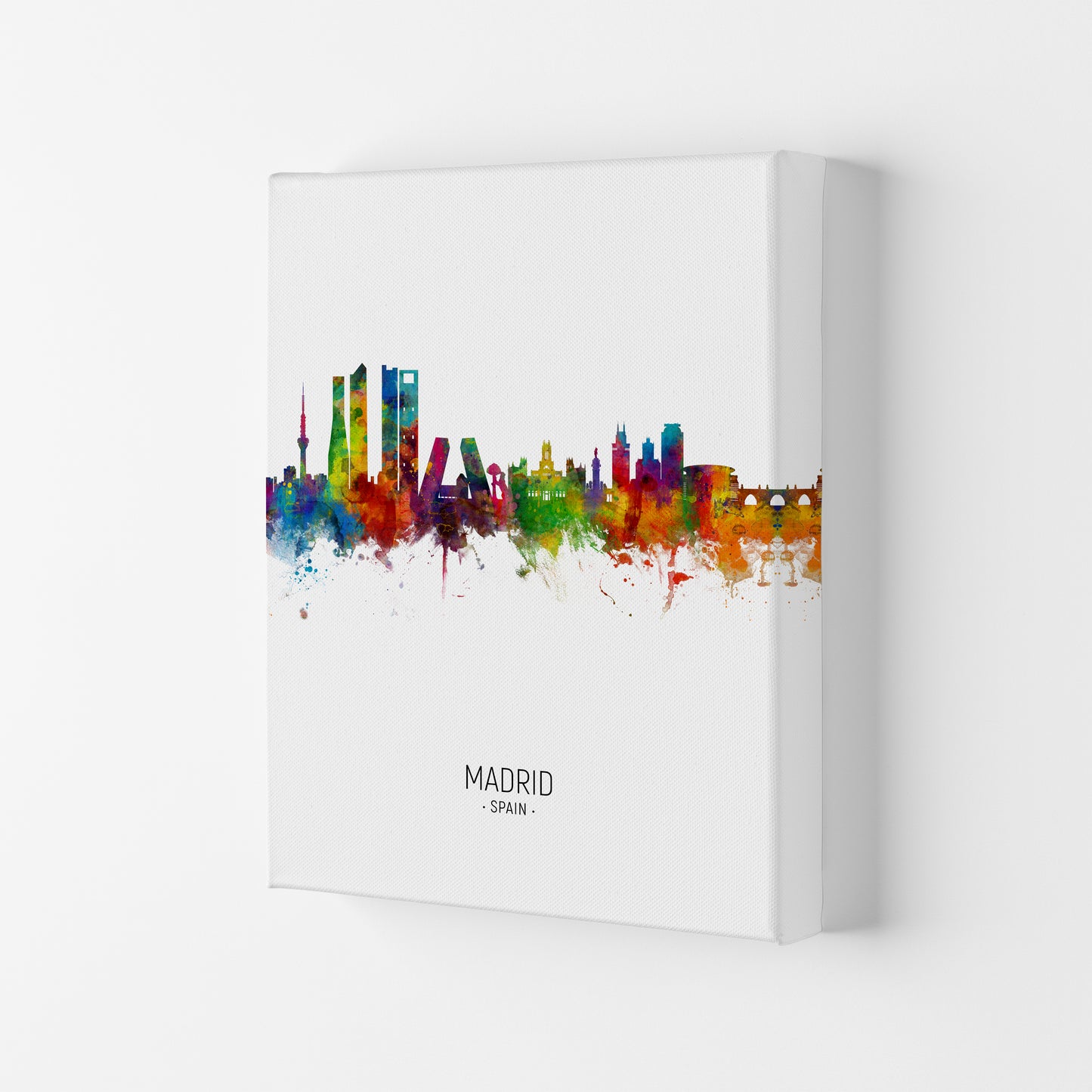 Madrid Spain Skyline Portrait Art Print by Michael Tompsett Canvas