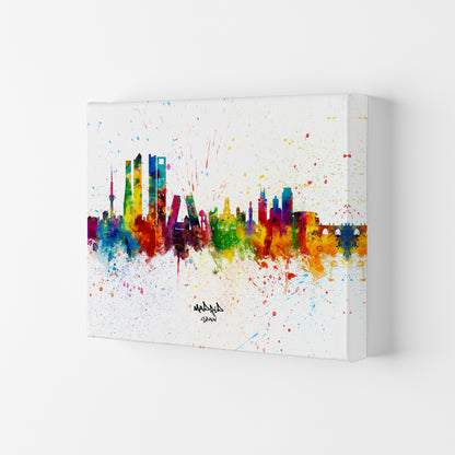 Madrid Spain Skyline Splash Art Print by Michael Tompsett Canvas