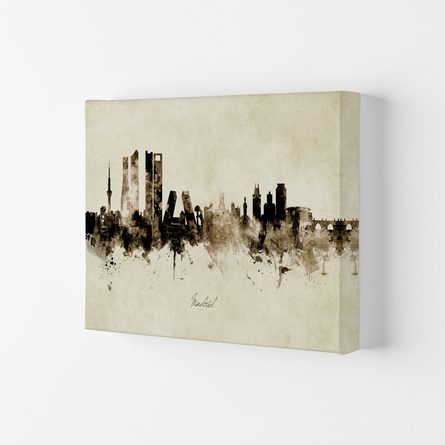 Madrid Spain Skyline Vintage Art Print by Michael Tompsett Canvas