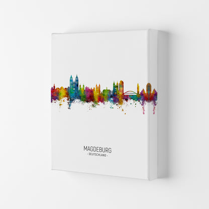 Magdeburg Deutschland Skyline Portrait Art Print by Michael Tompsett Canvas