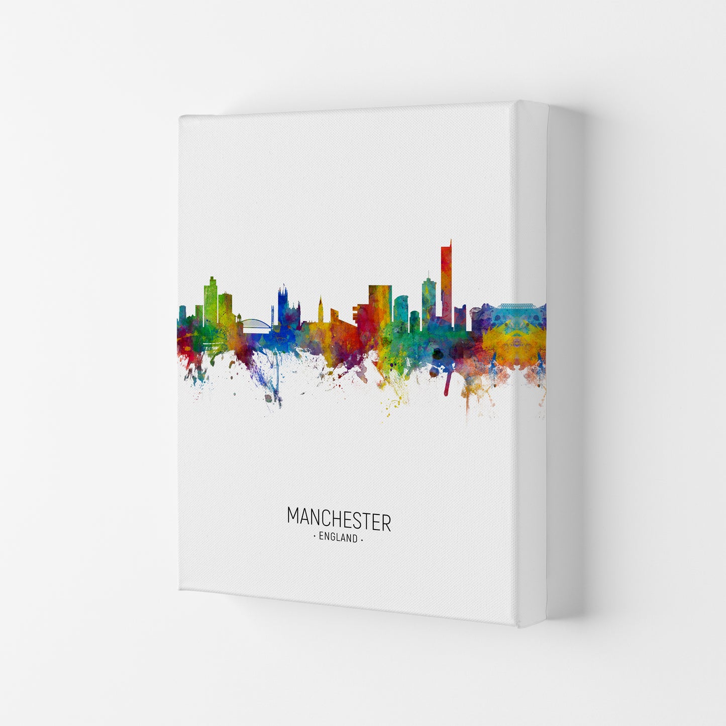Manchester England Skyline Portrait Art Print by Michael Tompsett Canvas