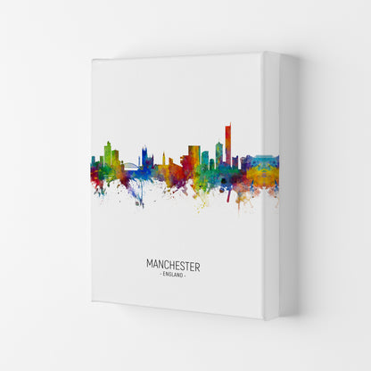 Manchester England Skyline Portrait Art Print by Michael Tompsett Canvas
