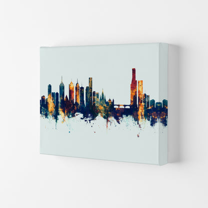 Melbourne Australia Skyline Blue Orange Art Print by Michael Tompsett Canvas