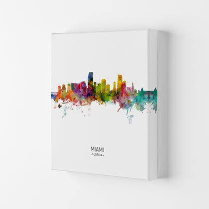Miami Florida Skyline Portrait Art Print by Michael Tompsett Canvas