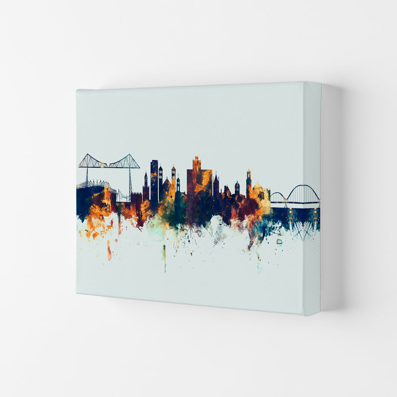 Middlesbrough England Skyline Blue Orange Art Print by Michael Tompsett Canvas