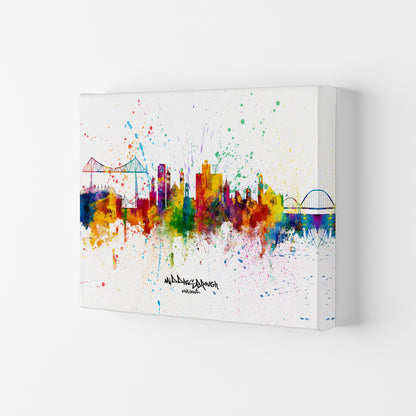 Middlesbrough England Skyline Splash Art Print by Michael Tompsett Canvas