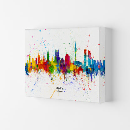 Munich Germany Skyline Splash Art Print by Michael Tompsett Canvas