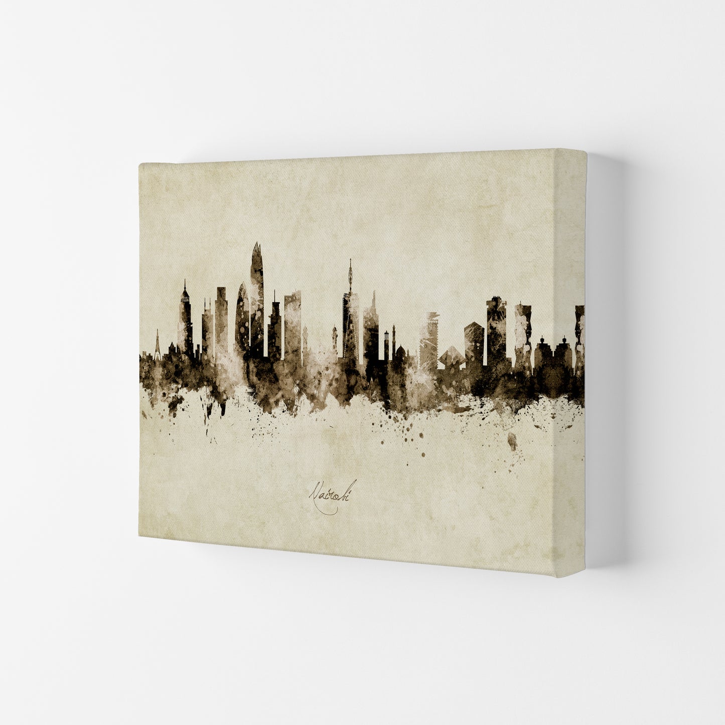 Nairobi Kenya Skyline Vintage Art Print by Michael Tompsett Canvas