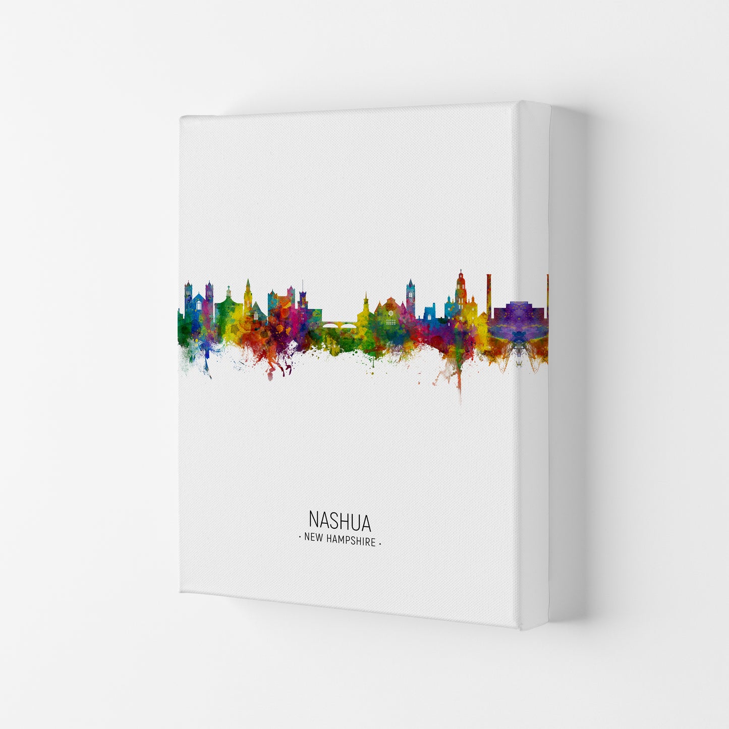Nashua New Hampshire Skyline Portrait Art Print by Michael Tompsett Canvas