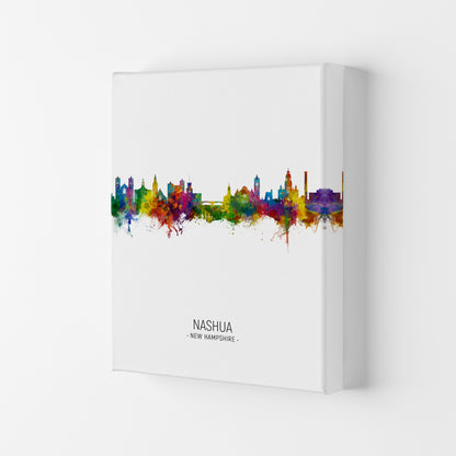 Nashua New Hampshire Skyline Portrait Art Print by Michael Tompsett Canvas