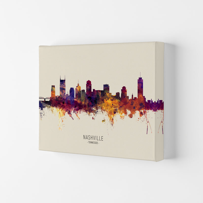 Nashville Tennessee Skyline Autumn City Name Art Print by Michael Tompsett Canvas