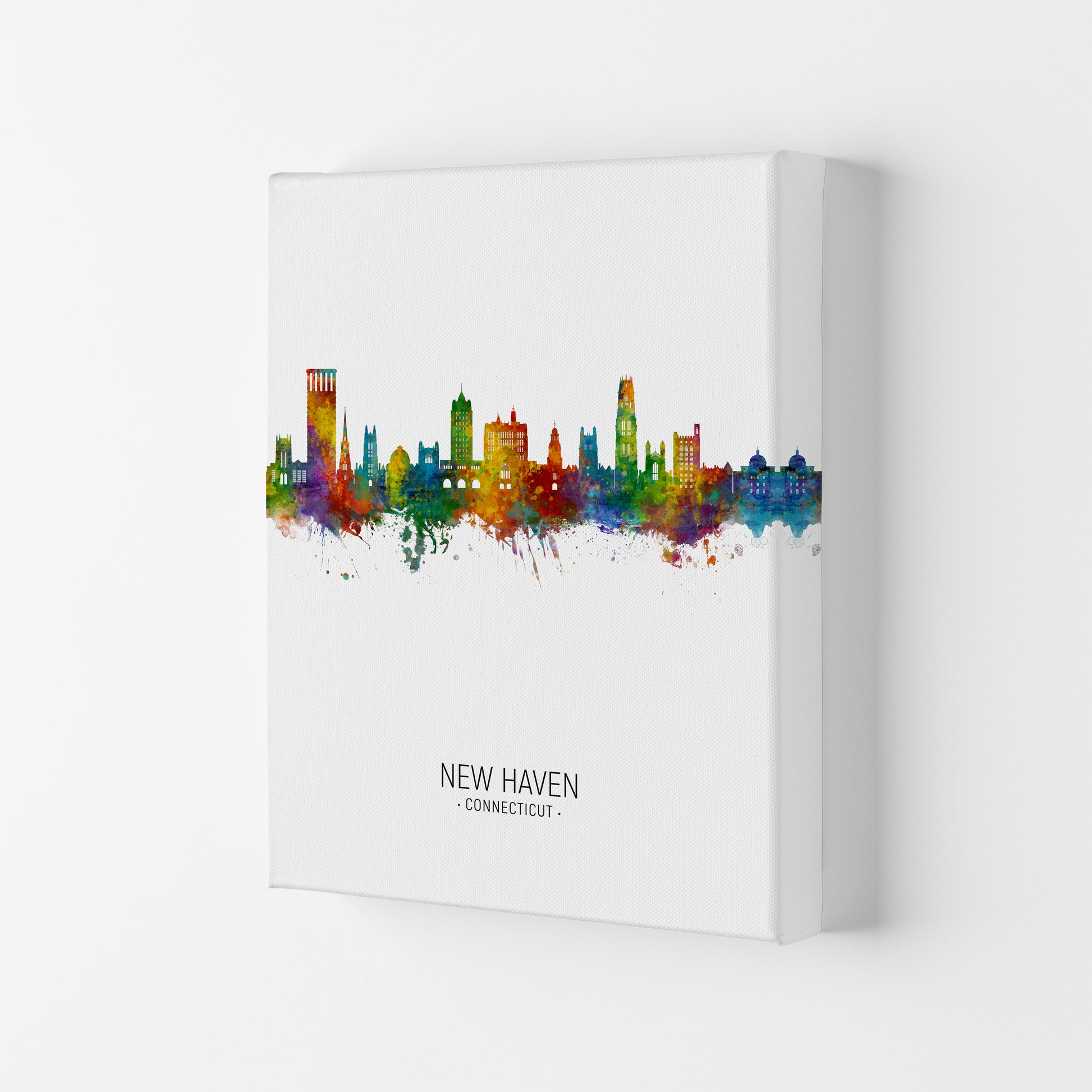New Haven Connecticut Skyline Portrait Art Print by Michael Tompsett Canvas