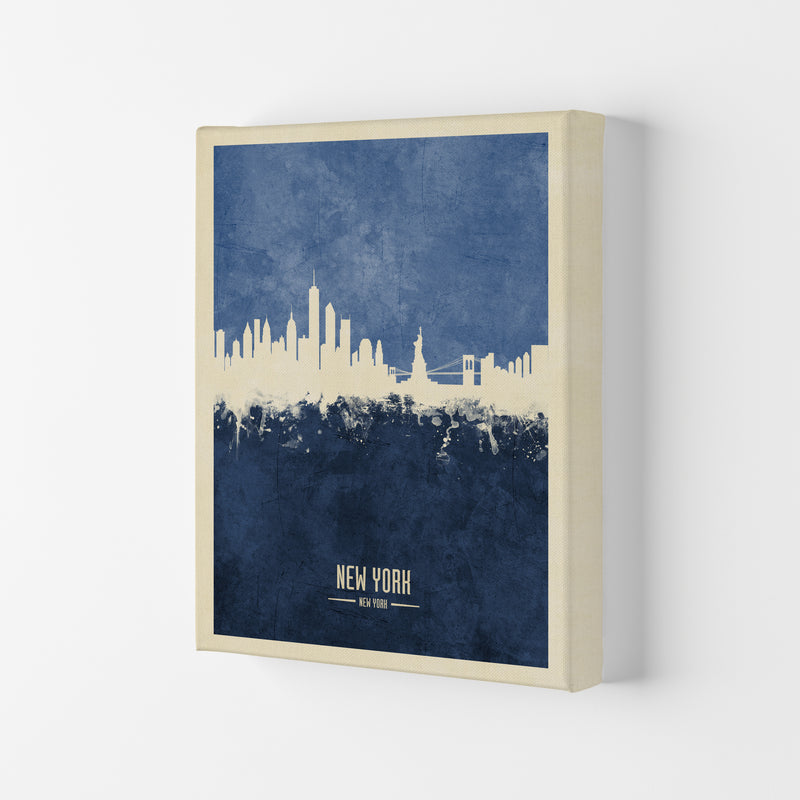 New York New York Skyline Portrait Navy Art Print by Michael Tompsett Canvas