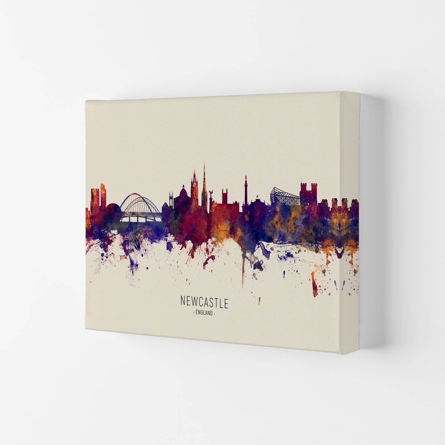 Newcastle England Skyline Autumn City Name Art Print by Michael Tompsett Canvas