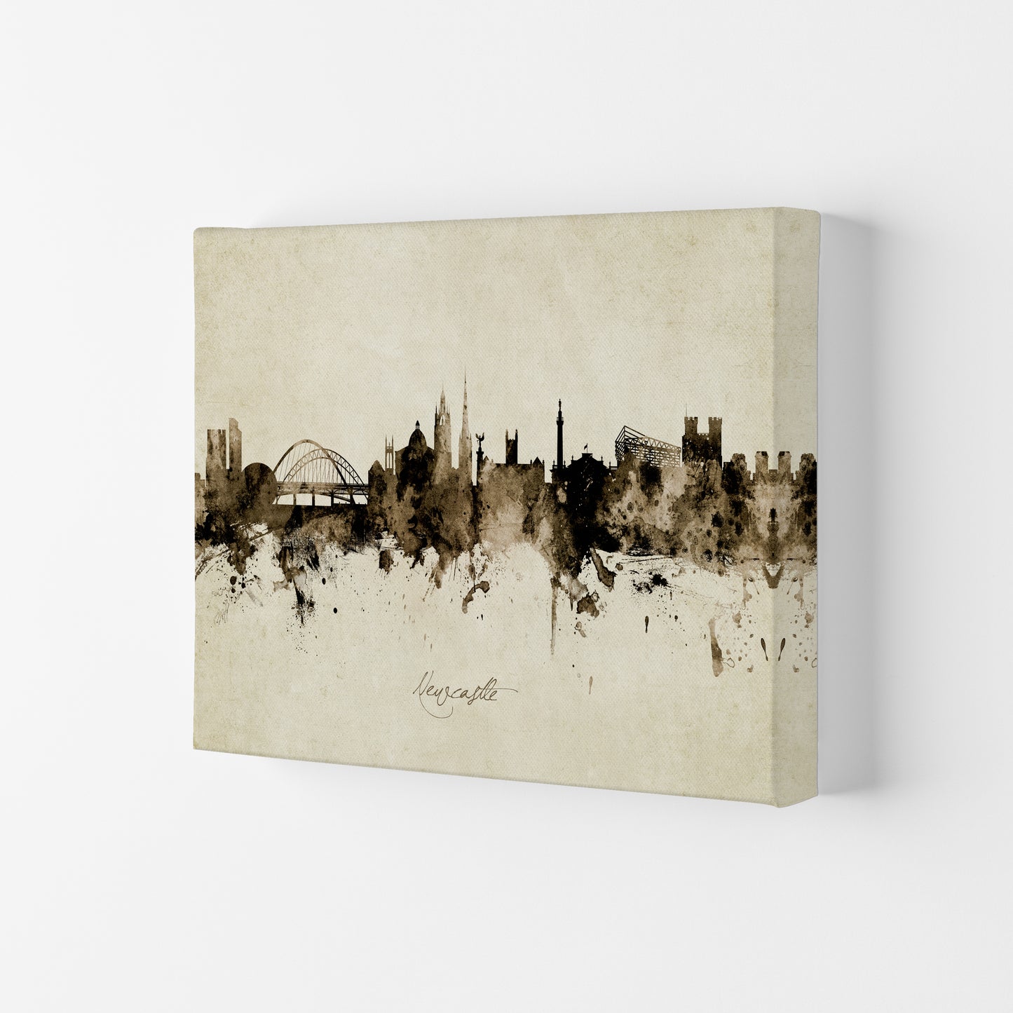 Newcastle England Skyline Vintage Art Print by Michael Tompsett Canvas