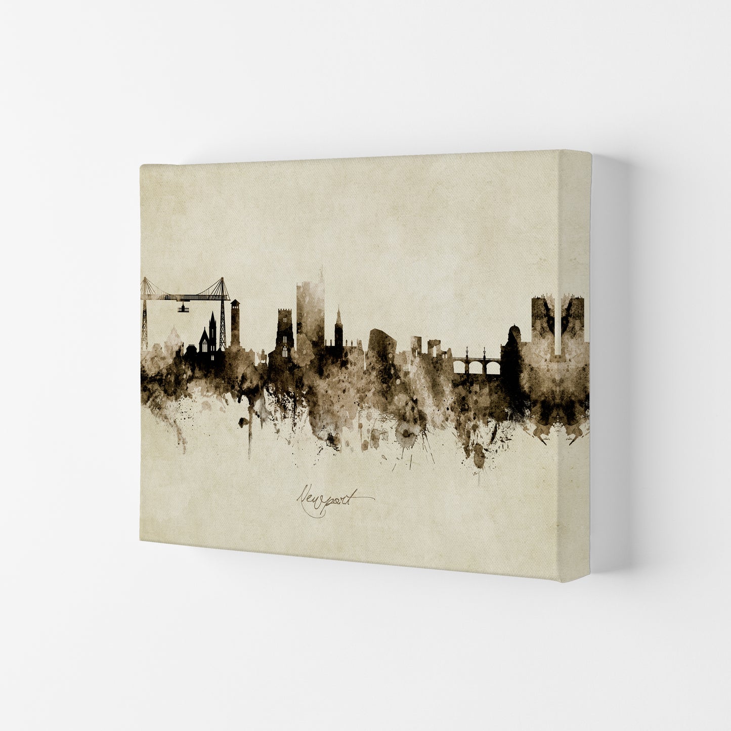 Newport Wales Skyline Vintage Art Print by Michael Tompsett Canvas