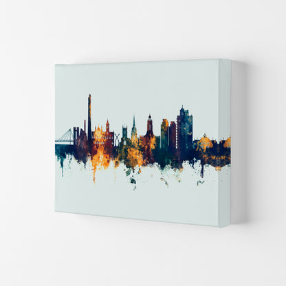 Northampton England Skyline Blue Orange Art Print by Michael Tompsett Canvas