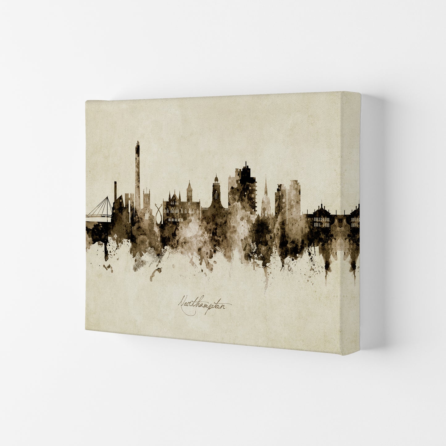 Northampton England Skyline Vintage Art Print by Michael Tompsett Canvas