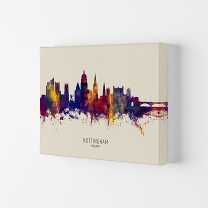 Nottingham England Skyline Autumn City Name Art Print by Michael Tompsett Canvas