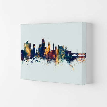Nottingham England Skyline Blue Orange Art Print by Michael Tompsett Canvas