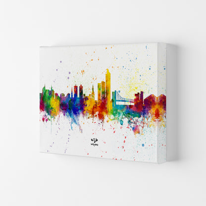 Oslo Norway Skyline Splash Art Print by Michael Tompsett Canvas