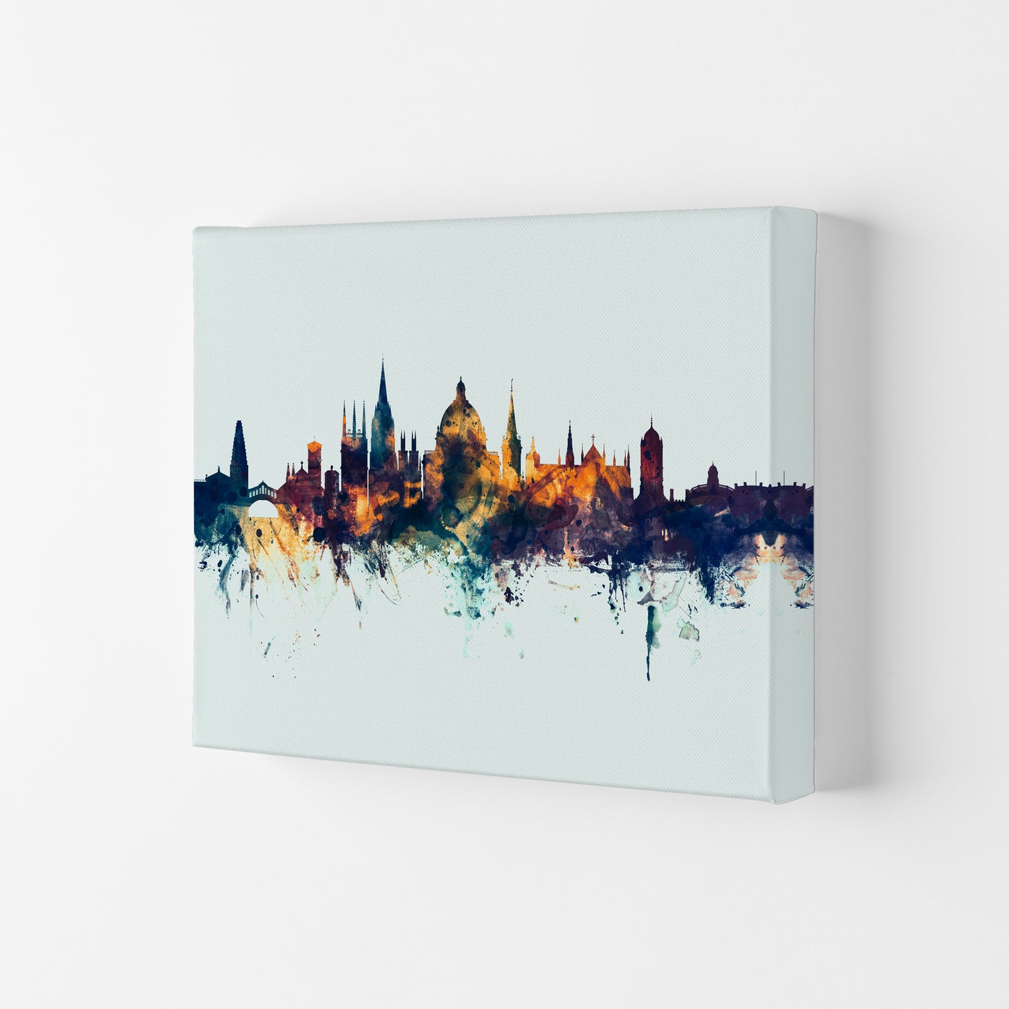 Oxford England Skyline Blue Orange Art Print by Michael Tompsett Canvas