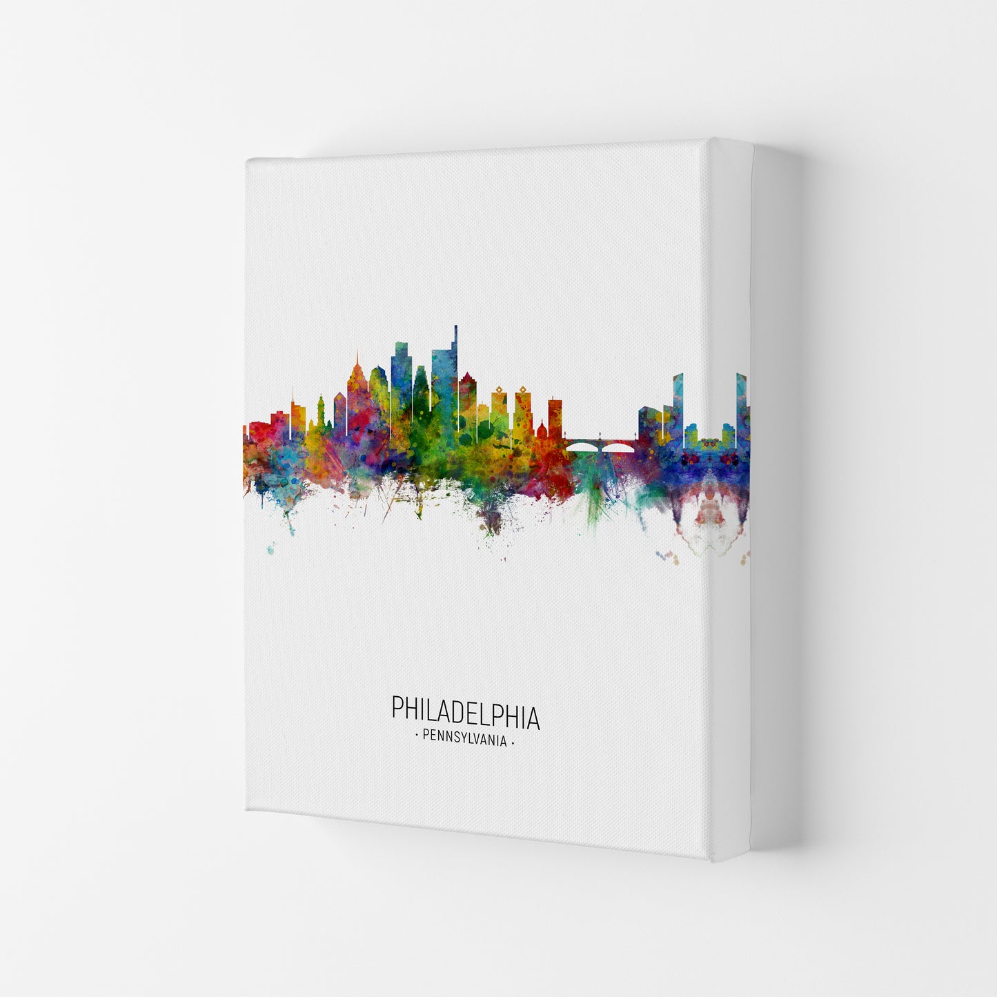 Philadelphia Pennsylvania Skyline Portrait Art Print by Michael Tompsett Canvas