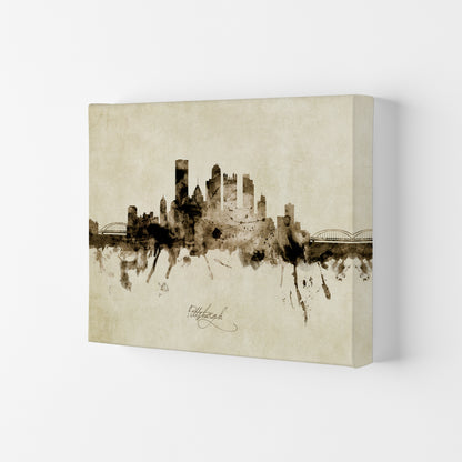 Pittsburgh Pennsylvania Skyline Vintage Art Print by Michael Tompsett Canvas