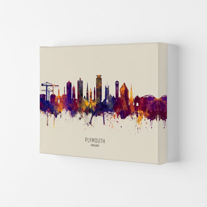 Plymouth England Skyline Autumn City Name Art Print by Michael Tompsett Canvas