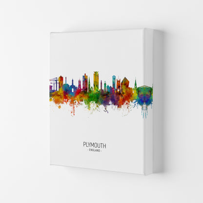 Plymouth England Skyline Portrait Art Print by Michael Tompsett Canvas