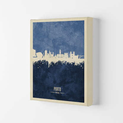 Porto Portugal Skyline Portrait Navy Art Print by Michael Tompsett Canvas