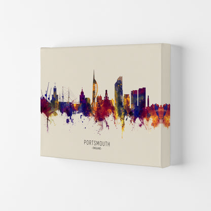 Portsmouth England Skyline Autumn City Name Art Print by Michael Tompsett Canvas