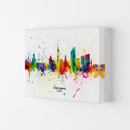 Portsmouth England Skyline Splash Art Print by Michael Tompsett Canvas