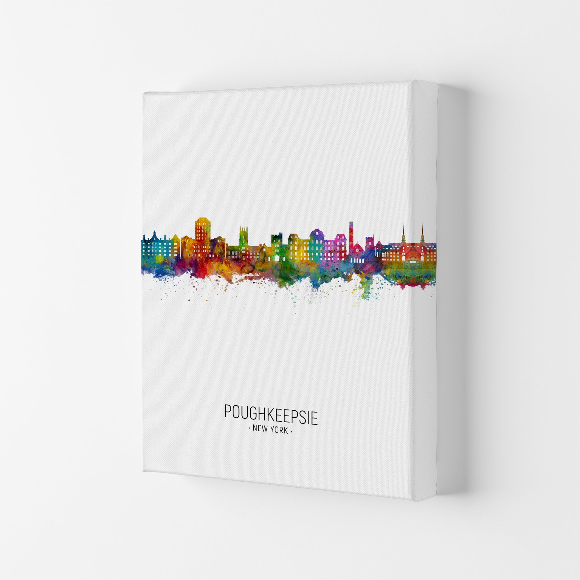 Poughkeepsie New York Skyline Portrait Art Print by Michael Tompsett Canvas