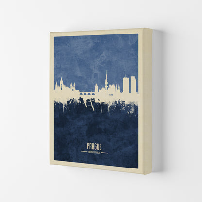 Prague Czech Republic Skyline Portrait Navy Art Print by Michael Tompsett Canvas