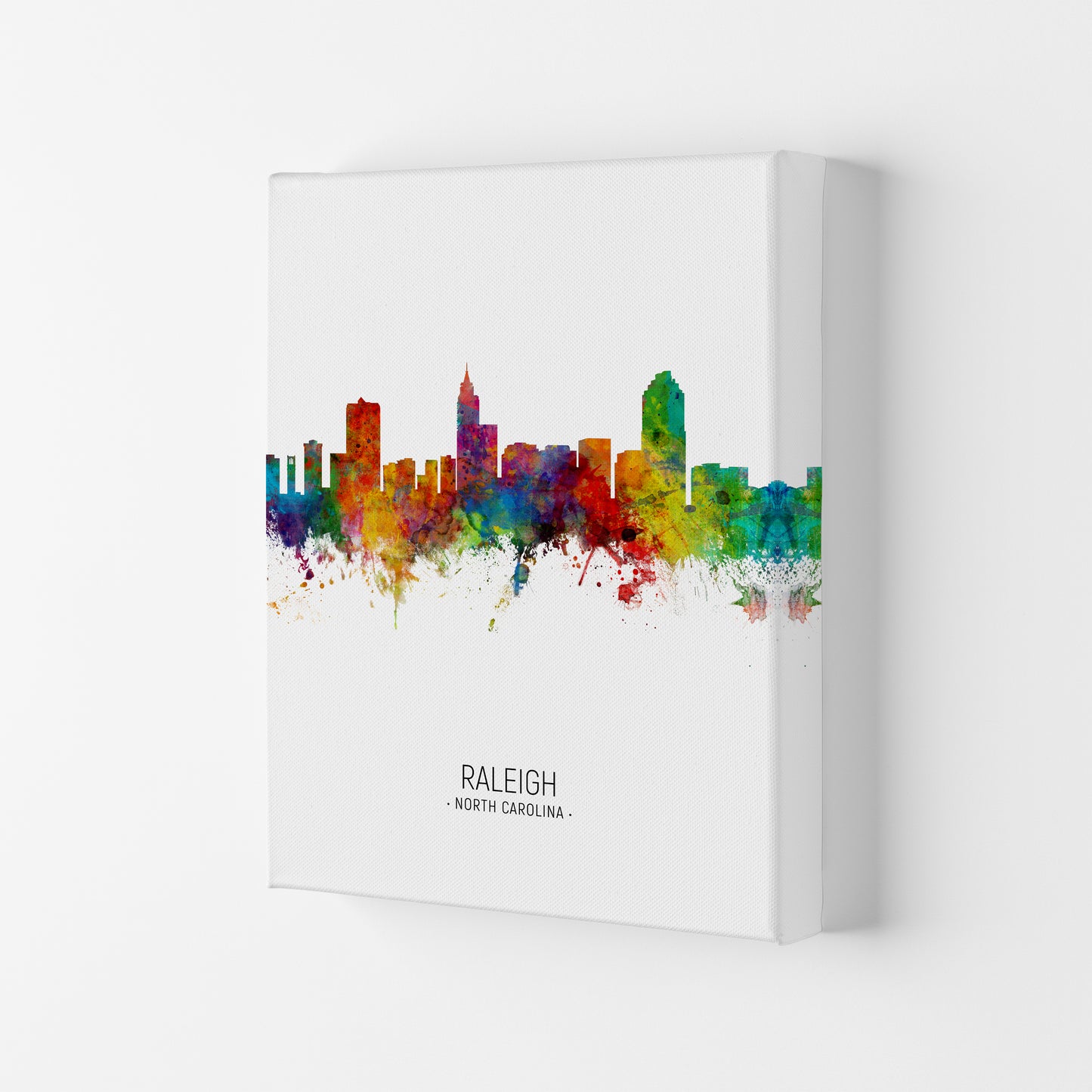 Raleigh North Carolina Skyline Portrait Art Print by Michael Tompsett Canvas