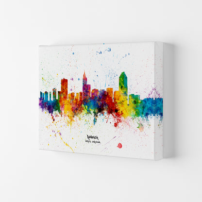 Raleigh North Carolina Skyline Splash Art Print by Michael Tompsett Canvas