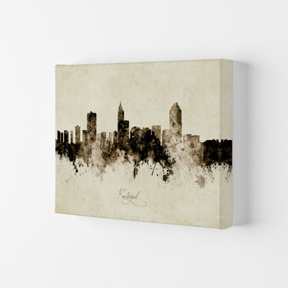Raleigh North Carolina Skyline Vintage Art Print by Michael Tompsett Canvas