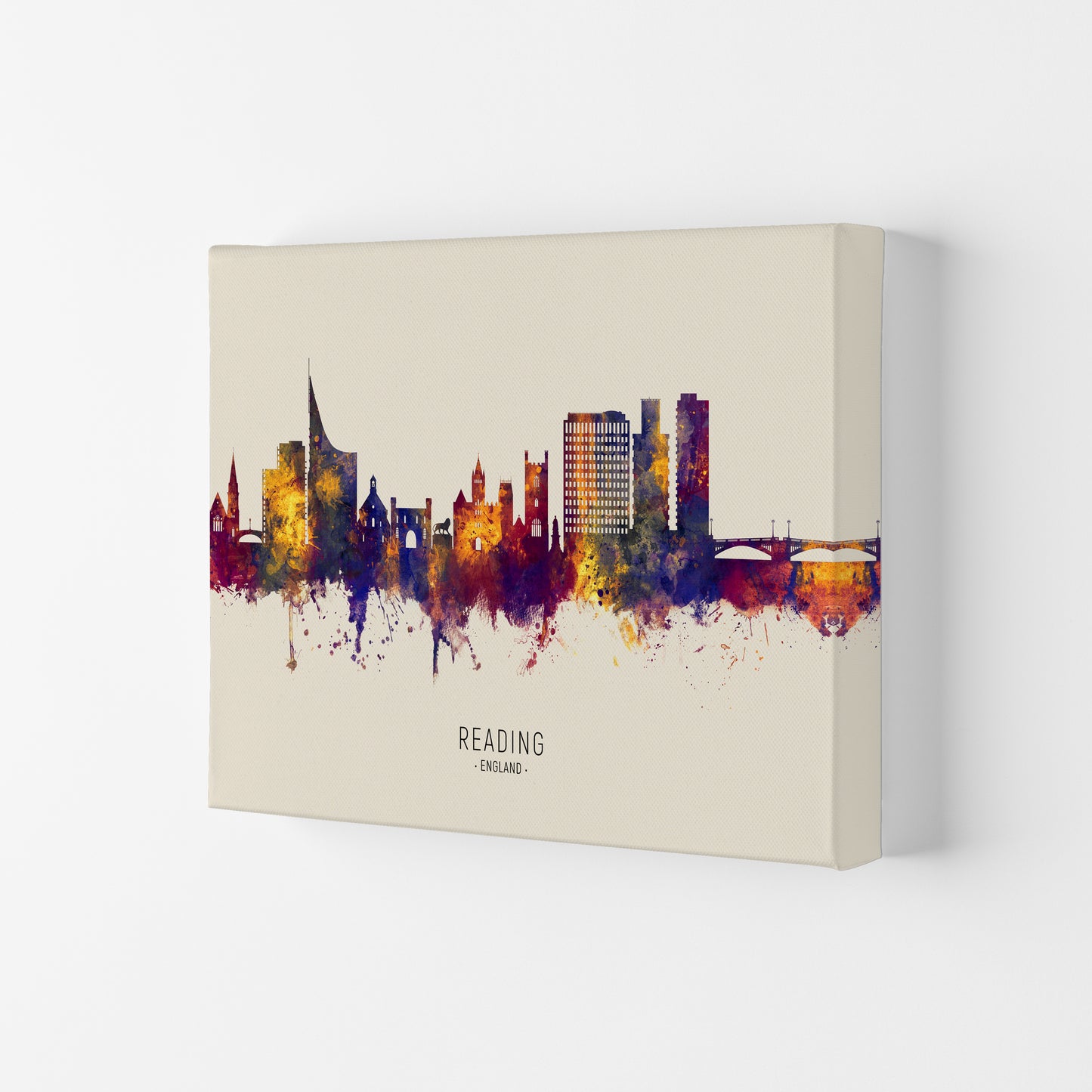 Reading England Skyline Autumn City Name Art Print by Michael Tompsett Canvas