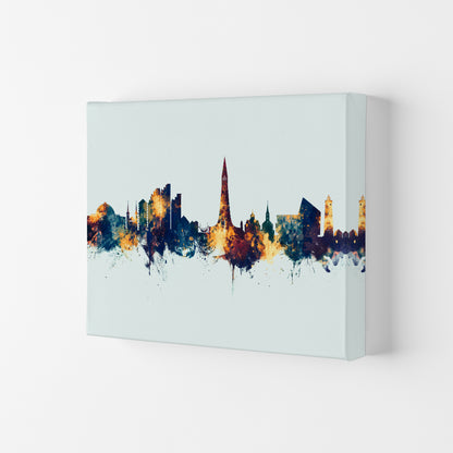 Reykjavik Iceland Skyline Blue Orange Art Print by Michael Tompsett Canvas
